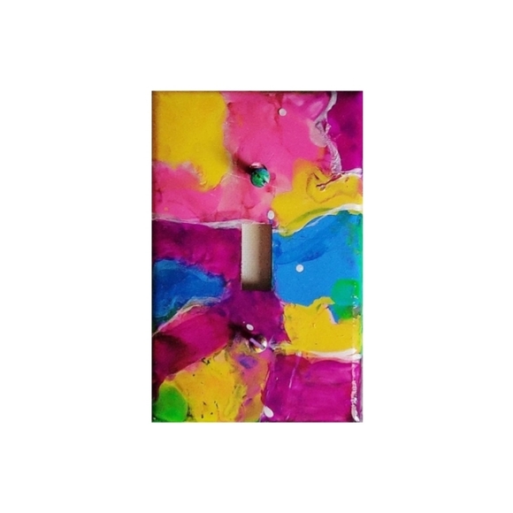 Hand Crafted Abstract Design Single Light Switch Plate - Picture 2 of 2